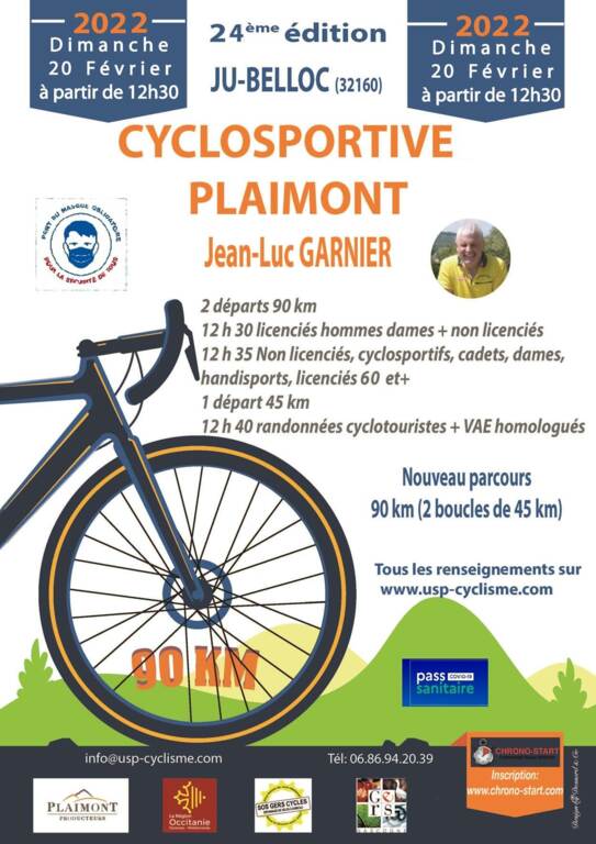 Ouverture de la saison cycliste, Cyclosports UFOLEP, dans le GERS, à JU-BELLOC le Dimanche 20 Février 2022.